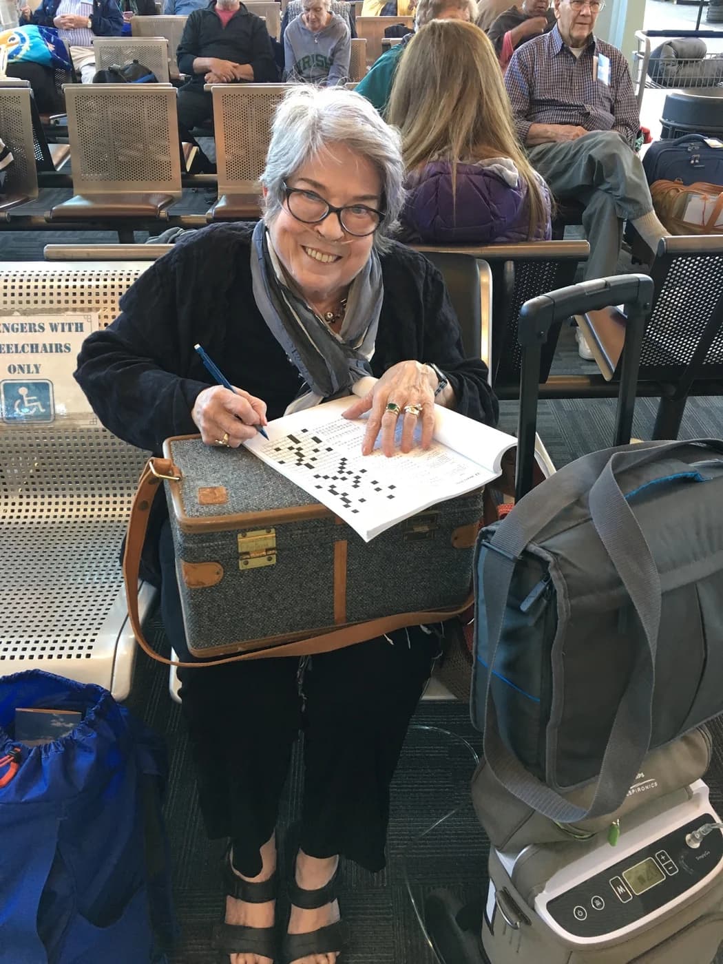 All our bits and bobs in order waiting for the Autotrain in Lorton on our way to Sanford, Florida. Naturally we need a double acrostic to keep us occupied.