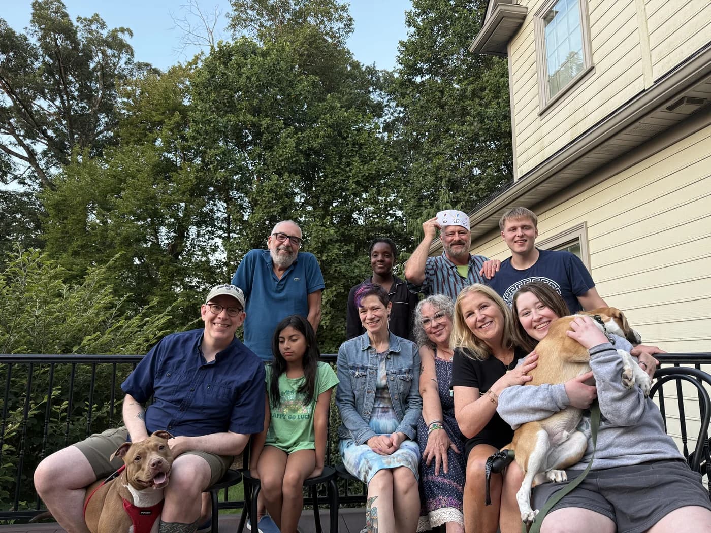 The 2025 East Coast Fam vacation, luxe mansion complete with suit of armor. Two dog vacation with Ginger and Juno both