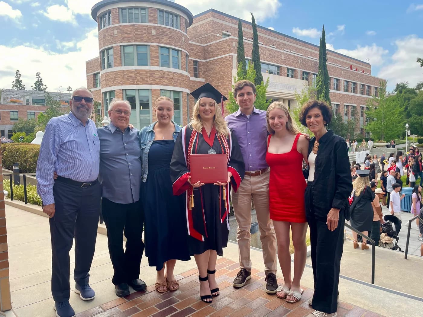 Jody's graduation from Chapman. Me, Jim, Kylie, Jody, Jake, Sophie and Susan