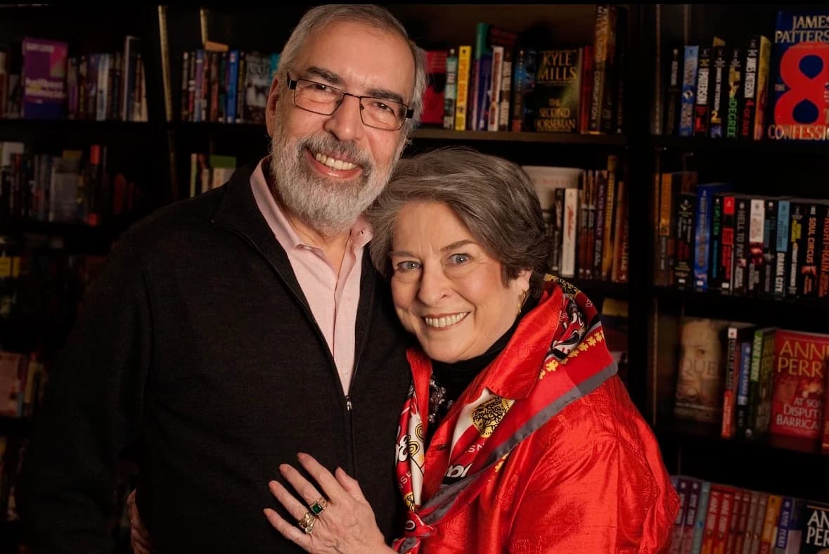 Mary Alice and I in a glamor shot taken at Mystery Lovers Bookshop