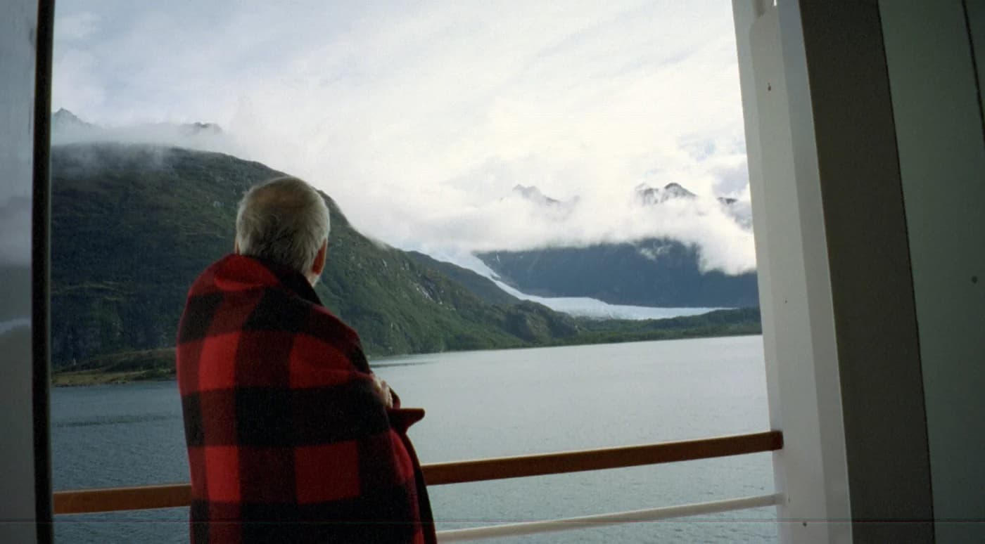 Wrapped in a blanket thoughtfully provided by Princess Cruises as we admire the scenery from the balcony of our cabin