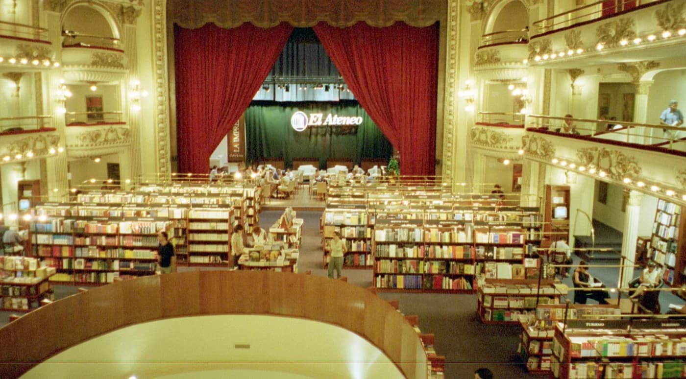 The El Ateneo Grand Splendid bookstore. Originally a theater that hosted tango legends, then a film palace and finally, saved from demolition, a bookstore.