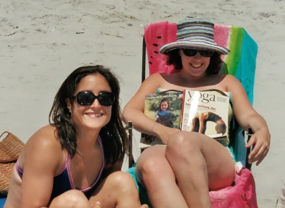 Sachi and Alison, on the beach at Sea Isle
